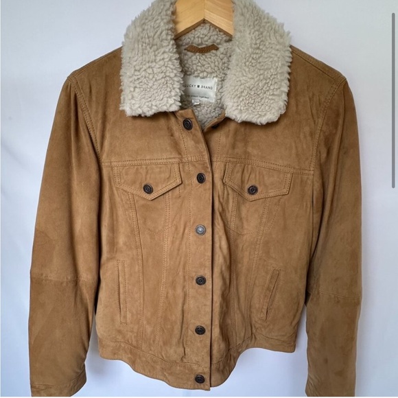 Lucky Brand Genuine Suede and Shearling Trucker Jacket - Picture 2 of 8